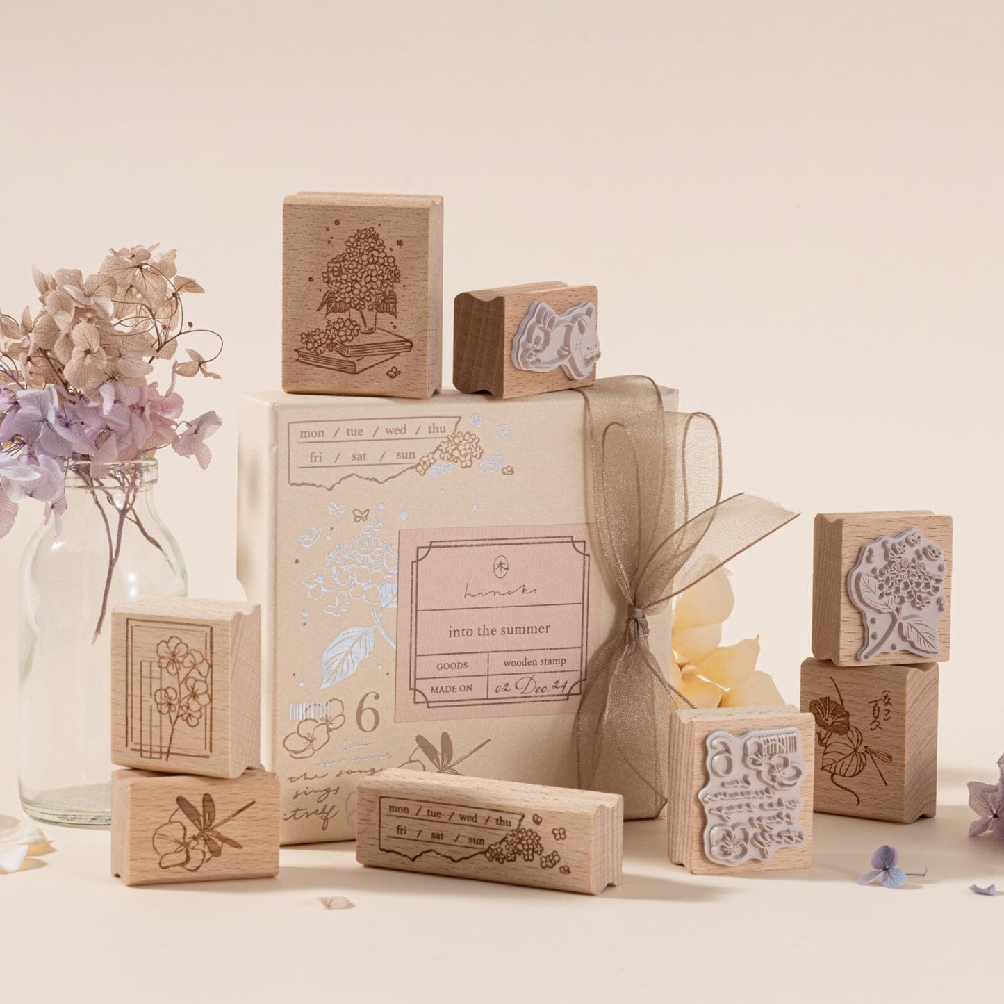Hinoki - ‘Into the Summer’ Engraved Wooden Stamp Set