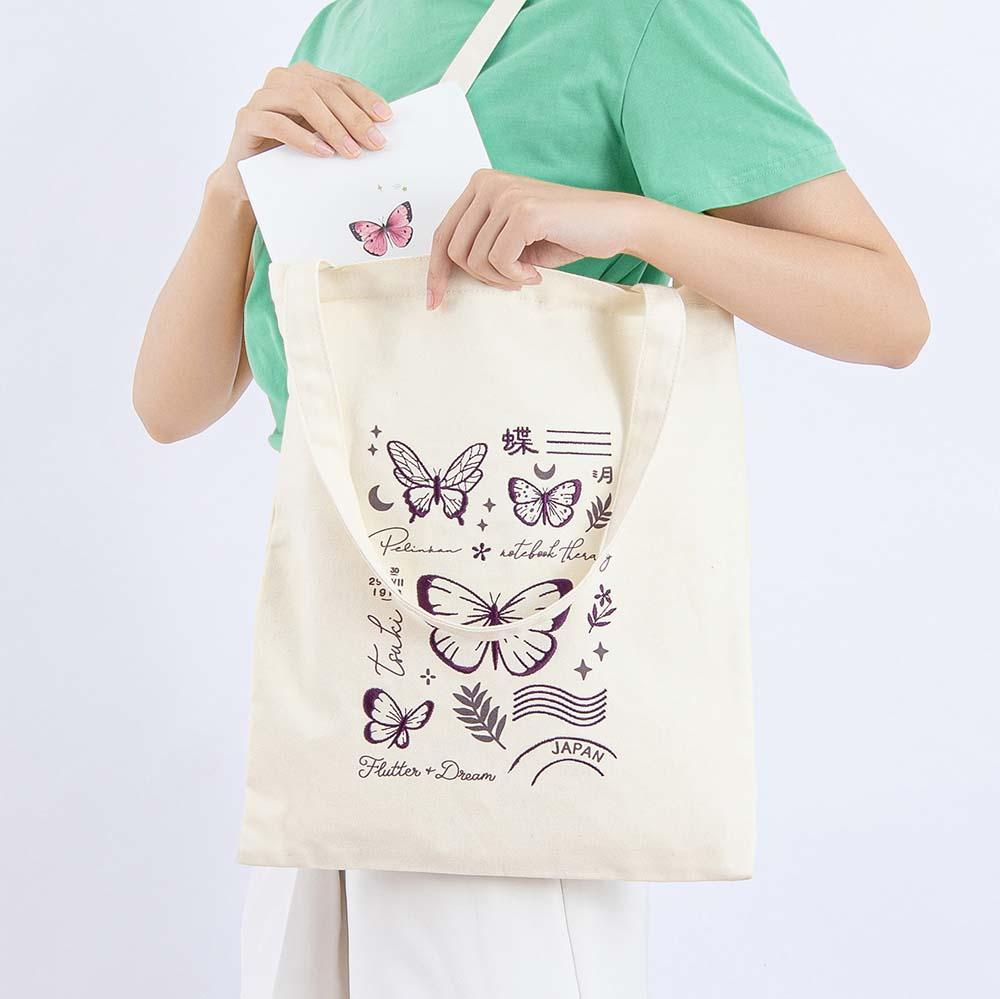 Tsuki ‘Flutter + Dream’ Tote Bag by Notebook Therapy x Pelinkan ☾