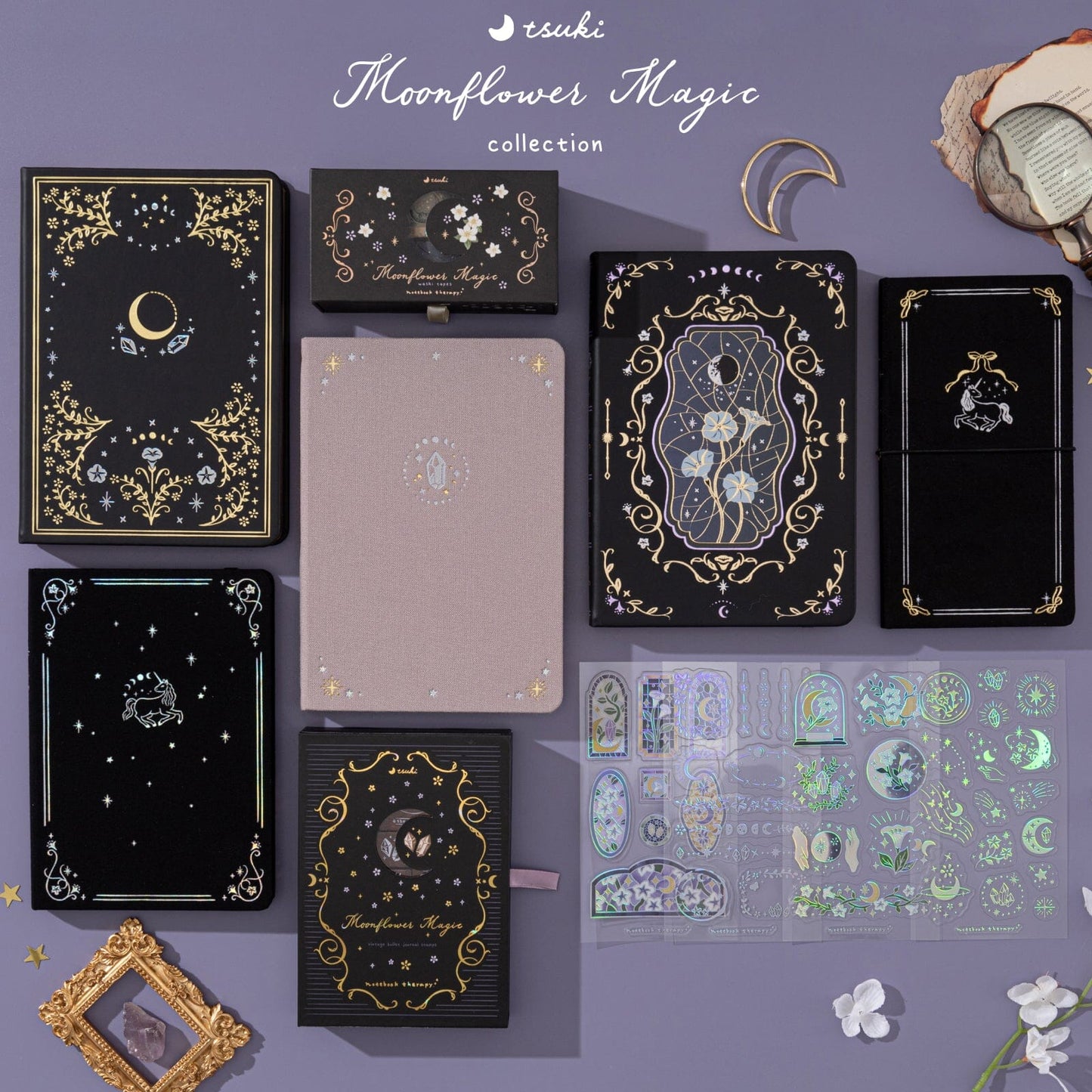 Tsuki ‘Moonflower Magic’ Bullet Journal Stamp Set ☾