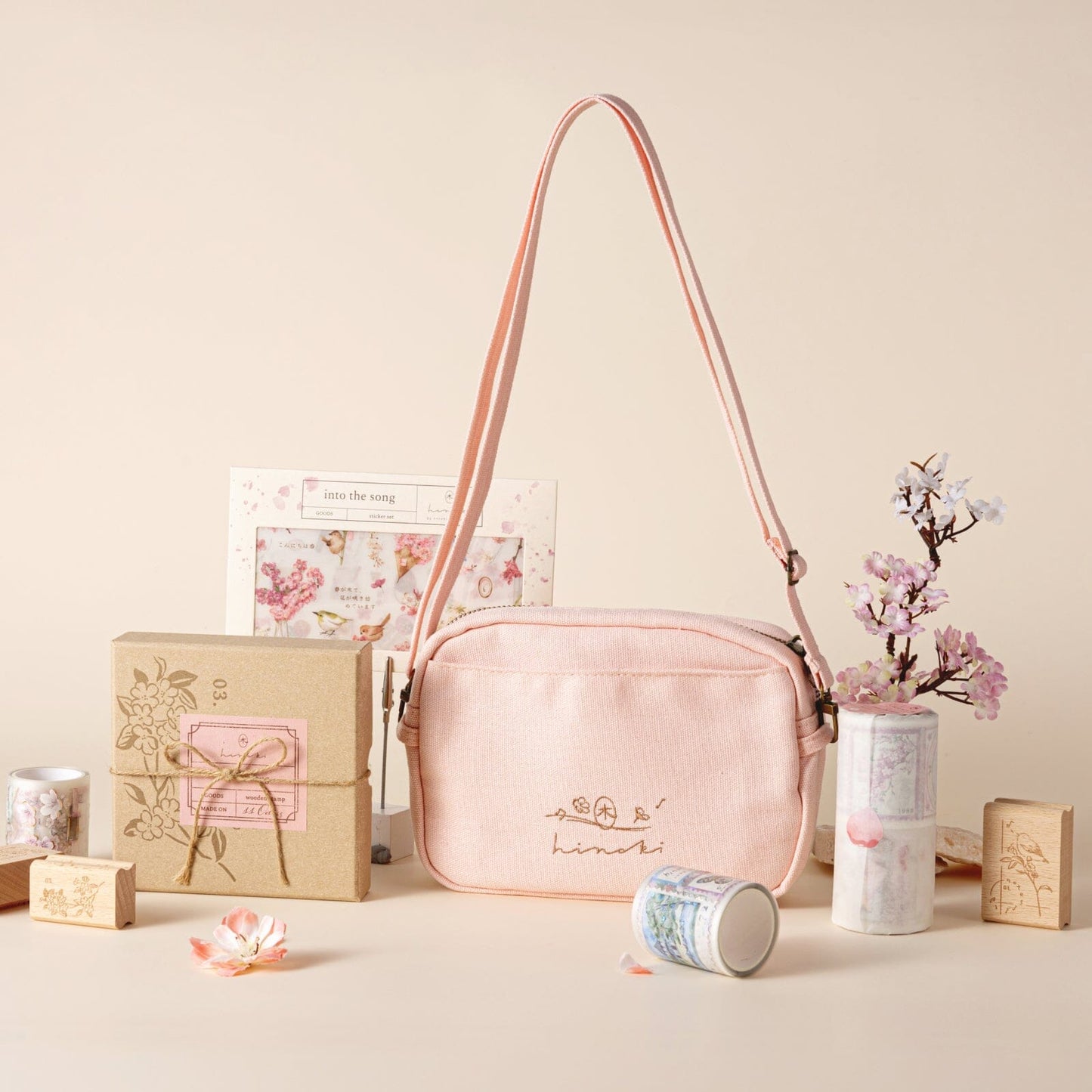 Hinoki - Pink Canvas Travel Pouch