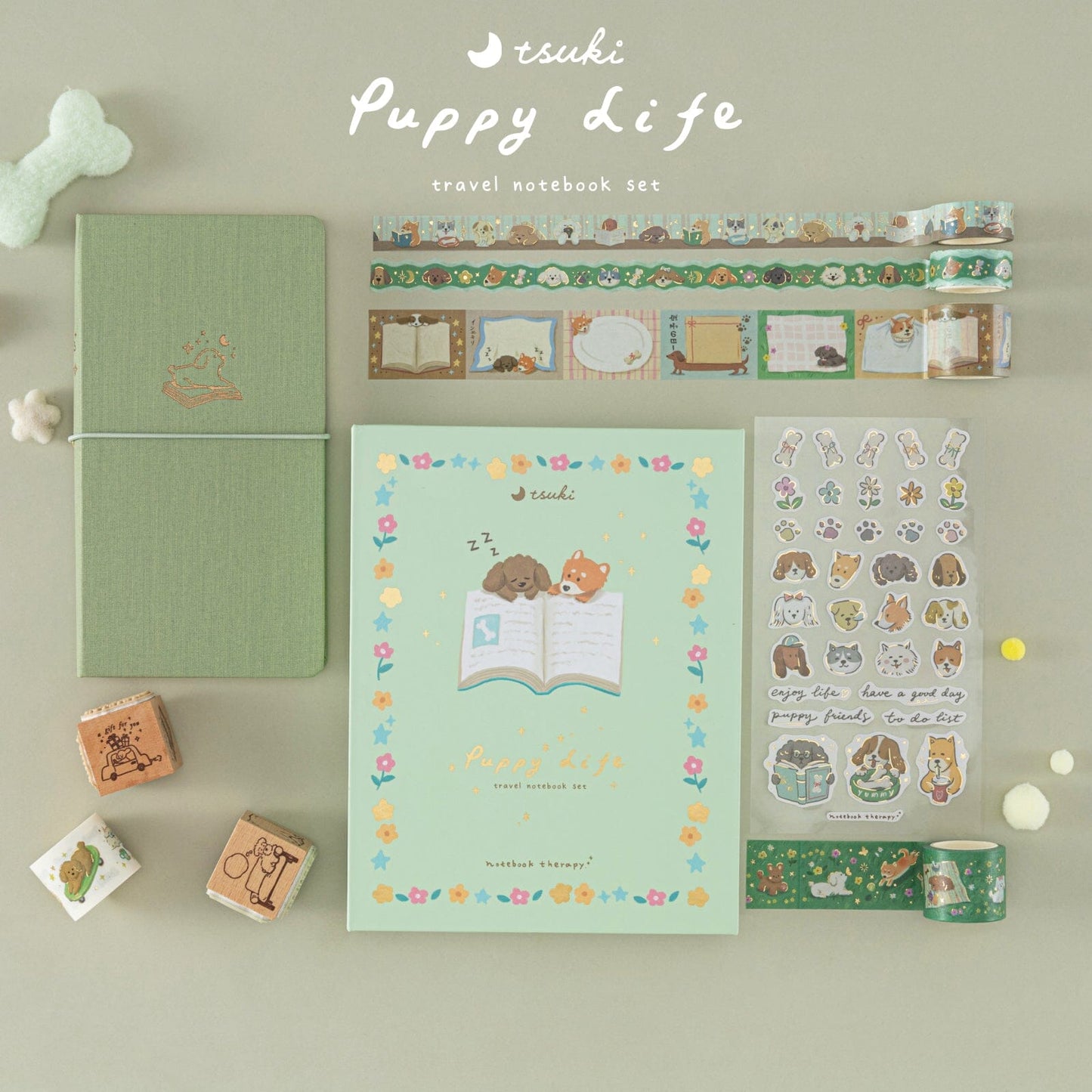 Tsuki ‘Puppy Life’ Travel Notebook Gift Set ☾