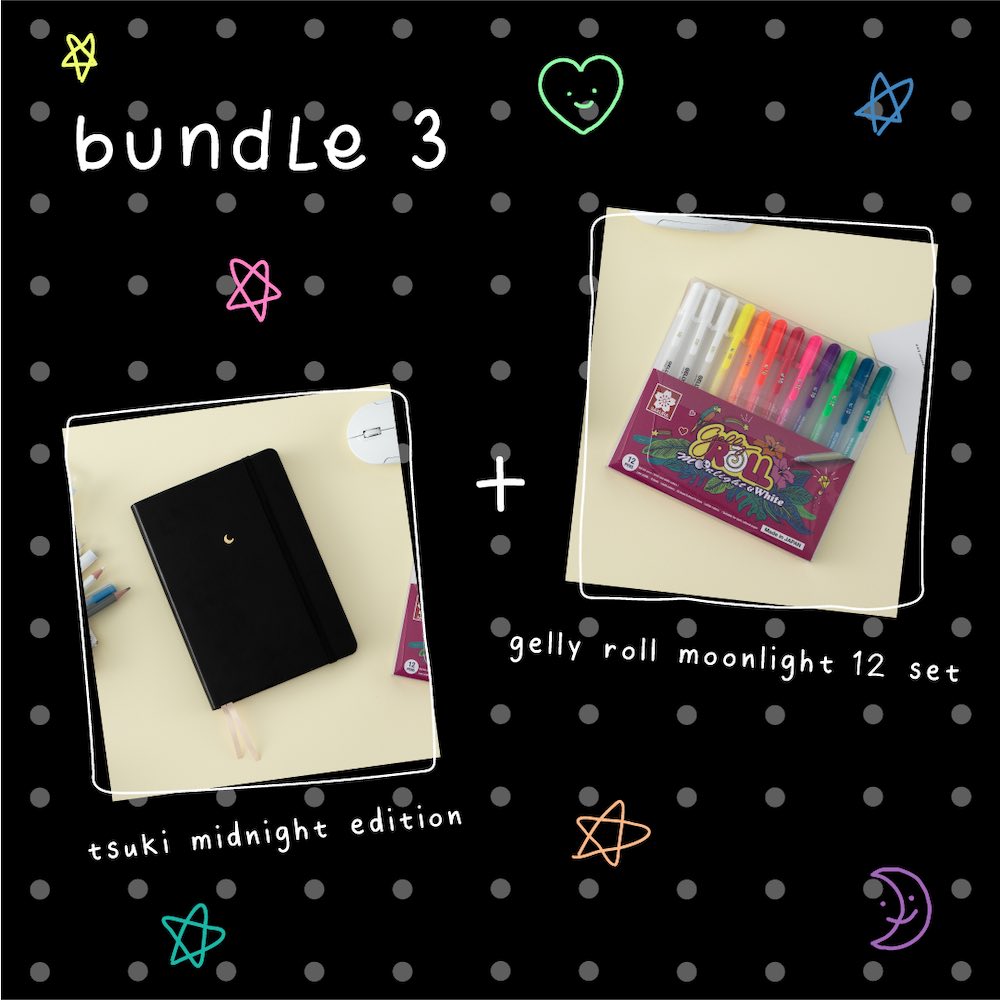 Tsuki 'Midnight Edition' Black Page Bullet Journal ☾