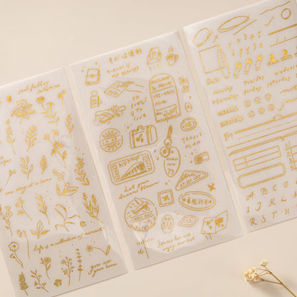 Hinoki - ‘Daily Essentials’ Gold Foil Print-On Sticker Set