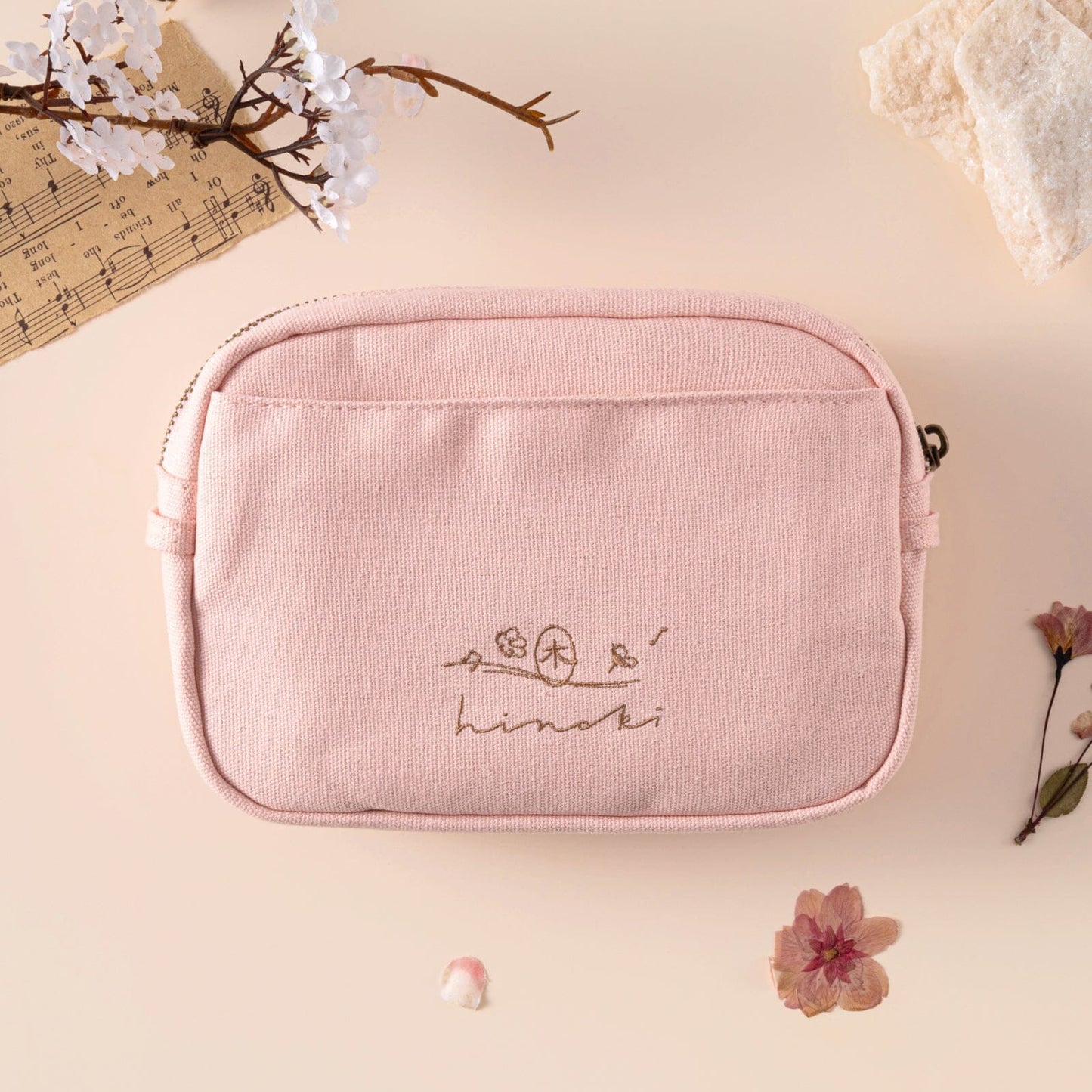 Hinoki - Pink Canvas Travel Pouch