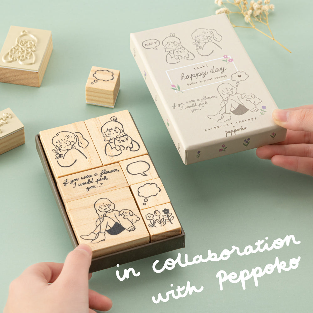 Tsuki ‘Happy Day’ Bullet Journal Stamp Set by Notebook Therapy x Peppoko ☾