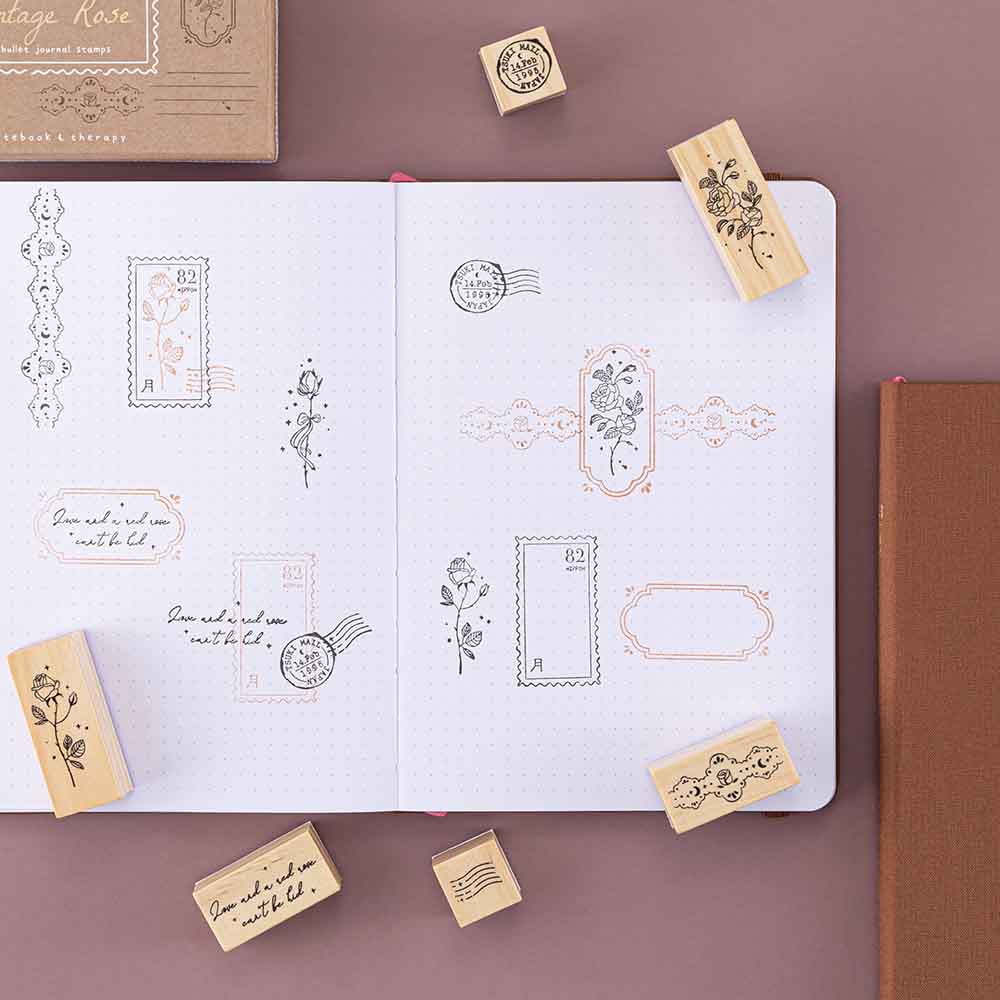 Tsuki ‘Vintage Rose’ Bullet Journal Stamp Set ☾