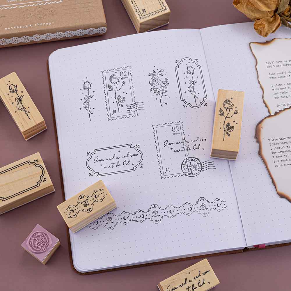 Tsuki ‘Vintage Rose’ Bullet Journal Stamp Set ☾