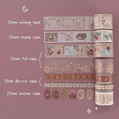 Tsuki ‘Vintage Rose’ Washi Tape Set ☾