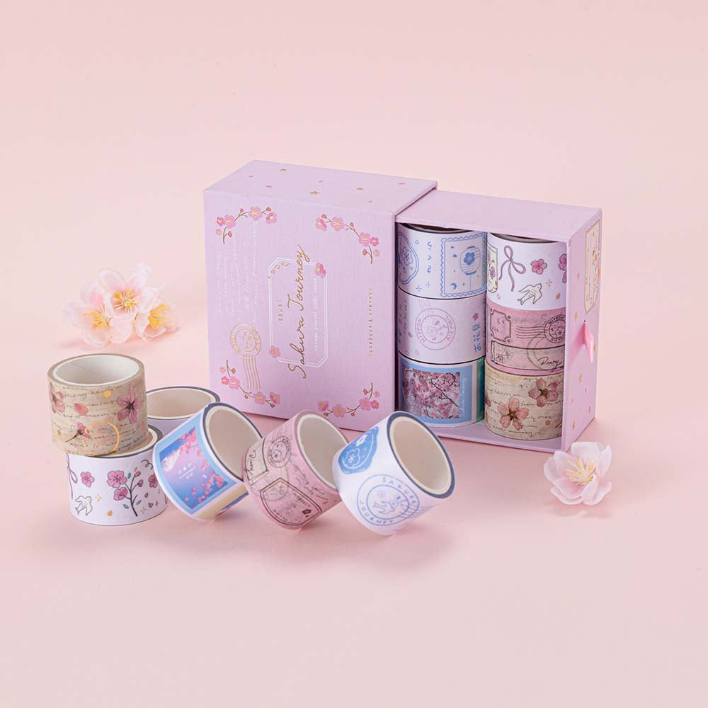 Tsuki ‘Sakura Journey’ Vintage Journal Washi Tape Set ☾