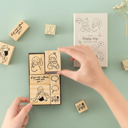 Tsuki ‘Happy Day’ Bullet Journal Stamp Set by Notebook Therapy x Peppoko ☾