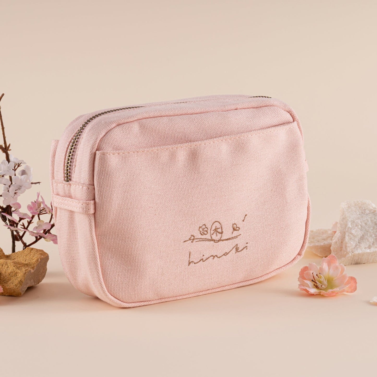 Hinoki - Pink Canvas Travel Pouch