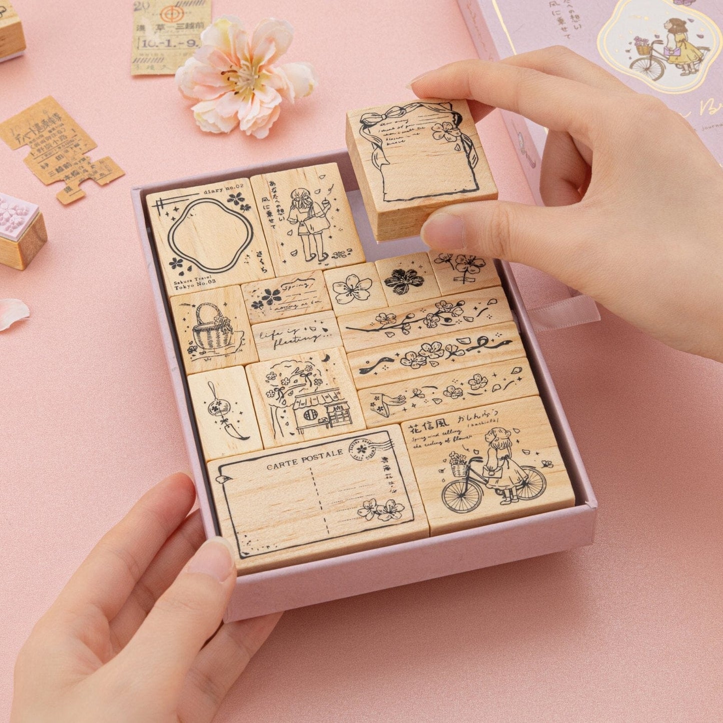 Tsuki ‘Sakura Breeze’ Bullet Journal Stamp Set ☾