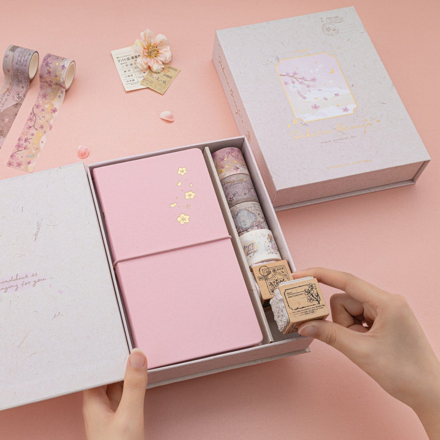 Tsuki ‘Sakura Breeze’ Travel Notebook Gift Set ☾