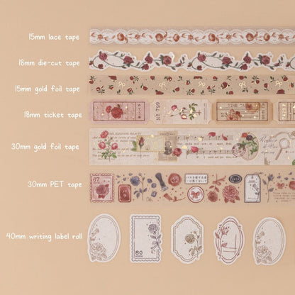 Tsuki ‘Vintage Rose’ #2 Washi Tape Set ☾