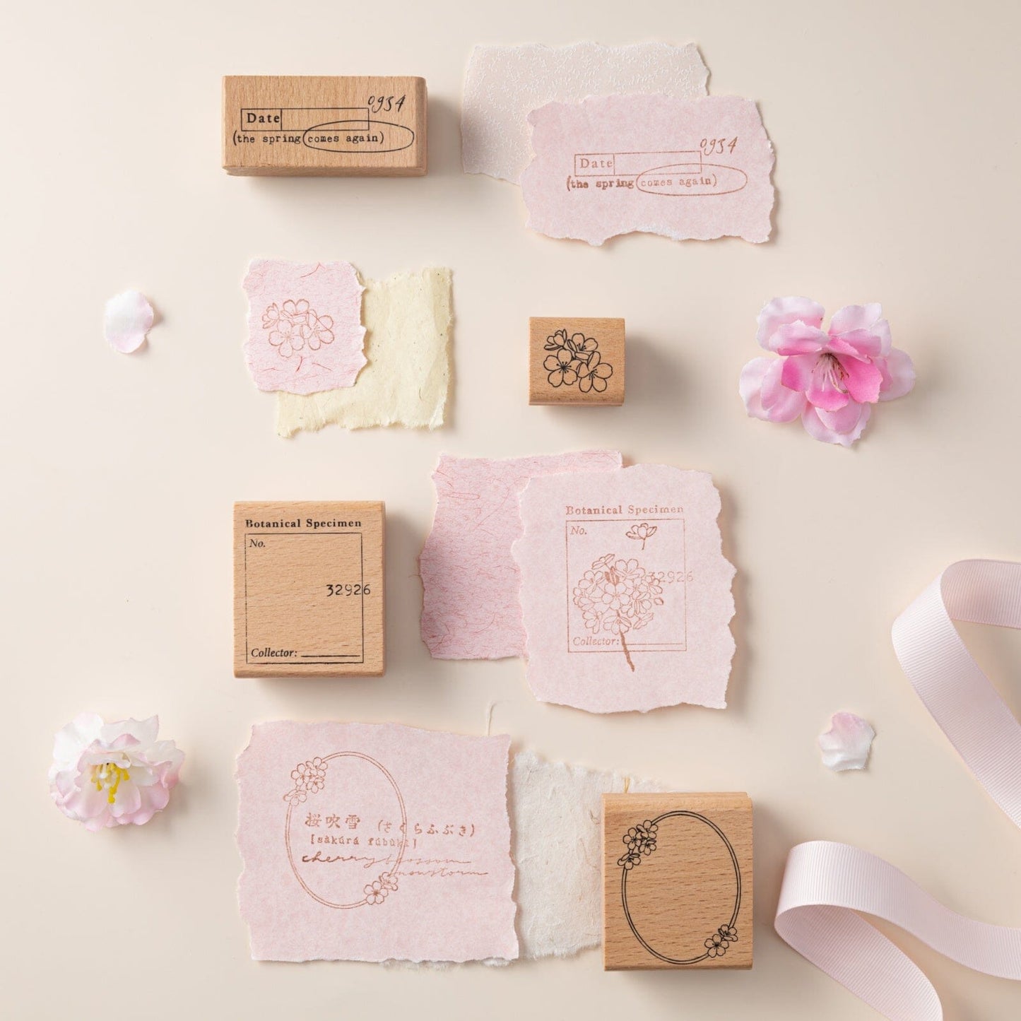 Hinoki - ‘Into the Blossom’ Wooden Stamps Set