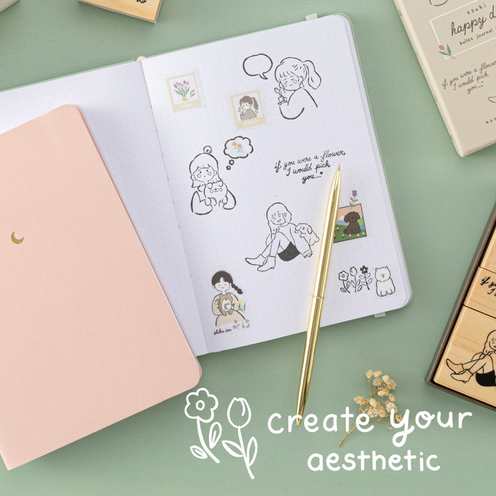 Tsuki ‘Happy Day’ Bullet Journal Stamp Set by Notebook Therapy x Peppoko ☾