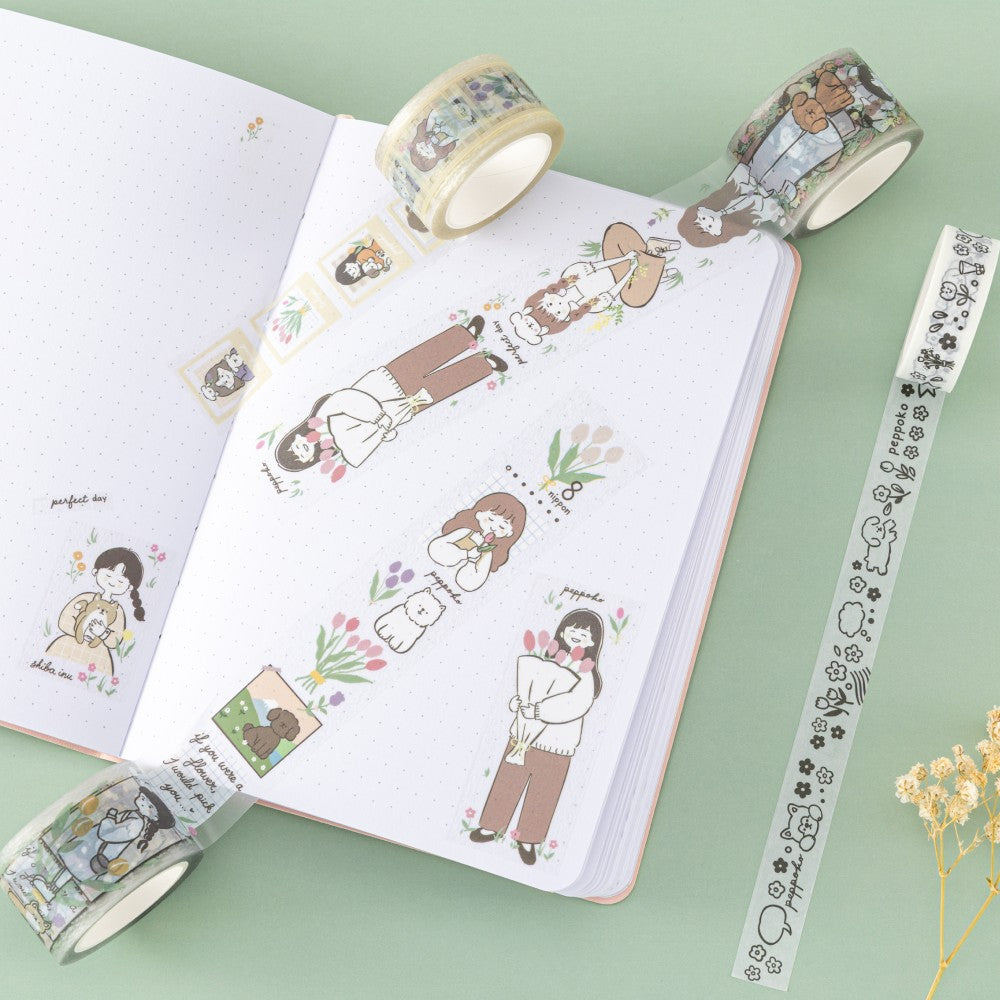 Tsuki ‘Happy Day’ Washi Tape Set by Notebook Therapy x Peppoko ☾