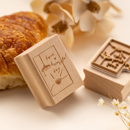 Hinoki - ‘Into the Cafe' Engraved Wooden Stamps Set