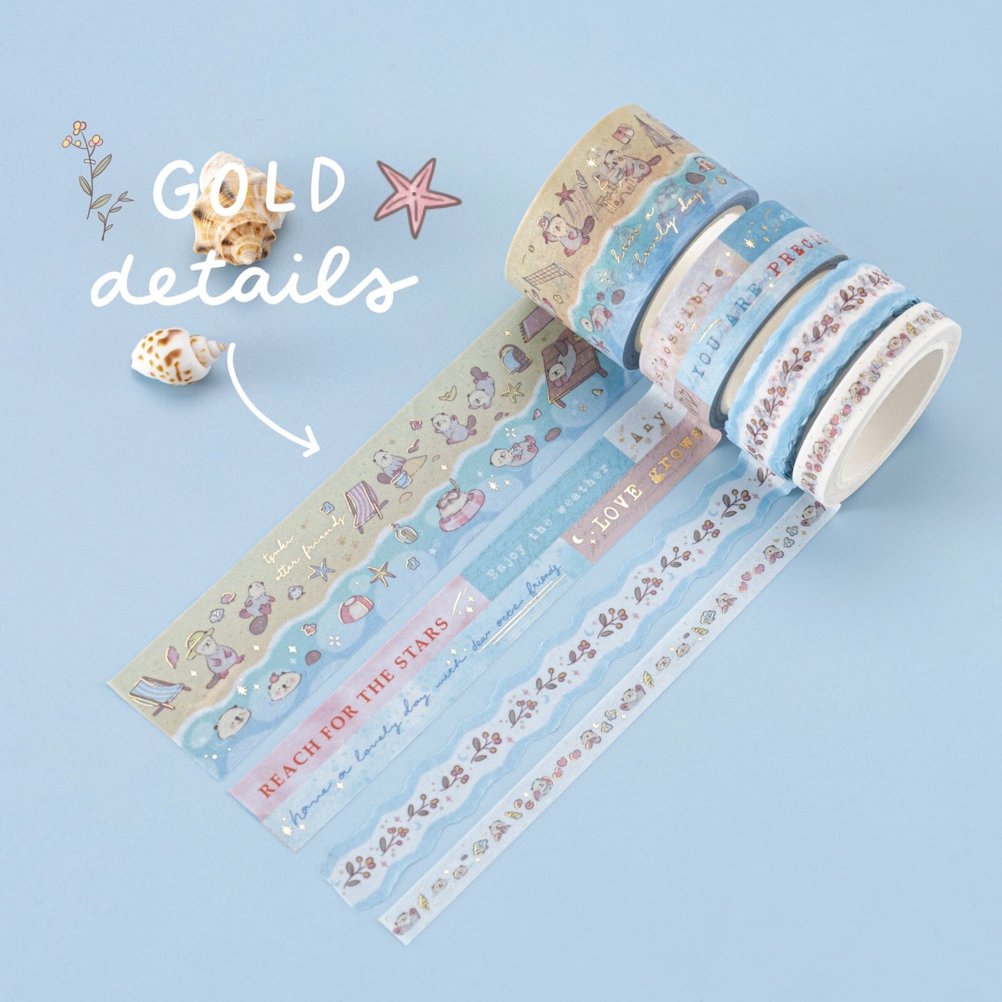 Tsuki ‘Otter Friends’ Washi Tape Set ☾