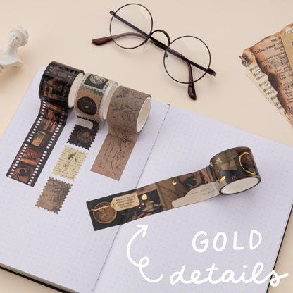 Tsuki ‘Dark Academia’ Washi Tape Set ☾