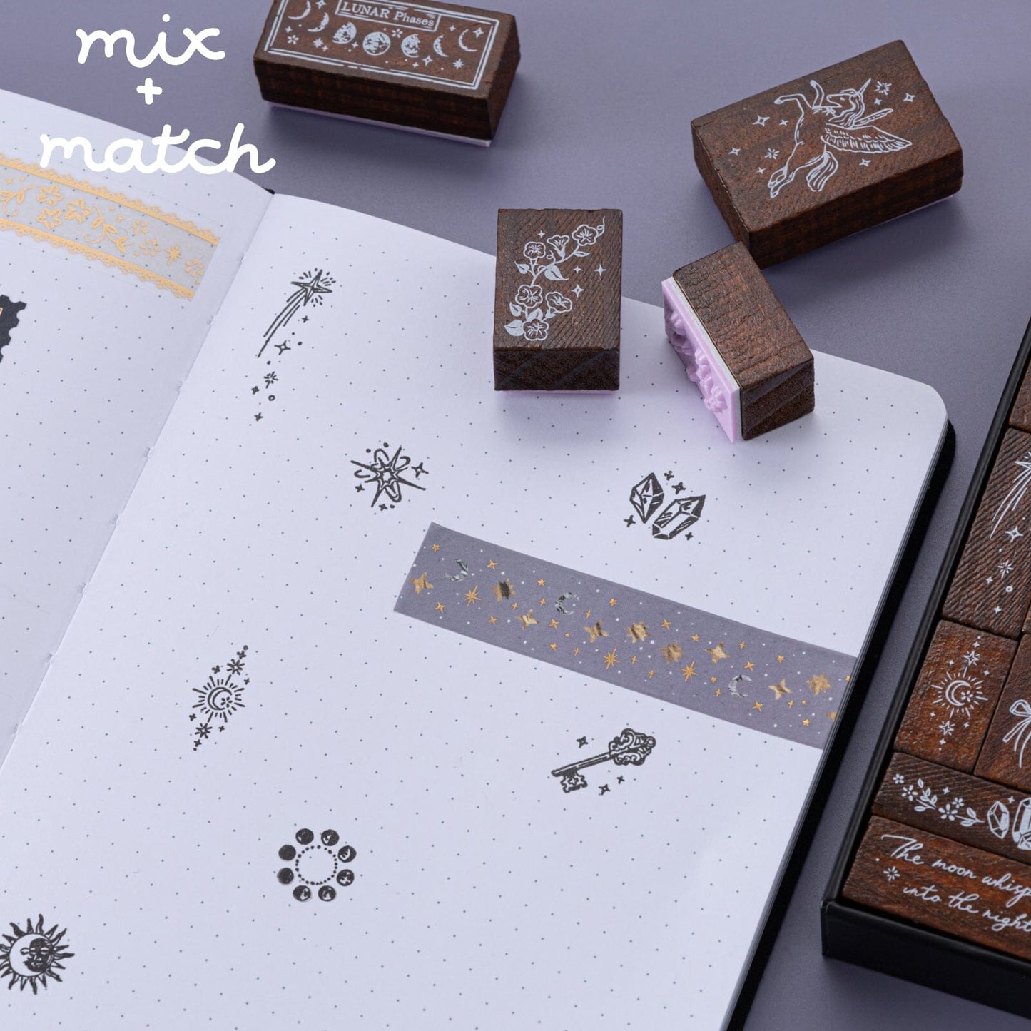 Tsuki ‘Moonflower Magic’ Bullet Journal Stamp Set ☾