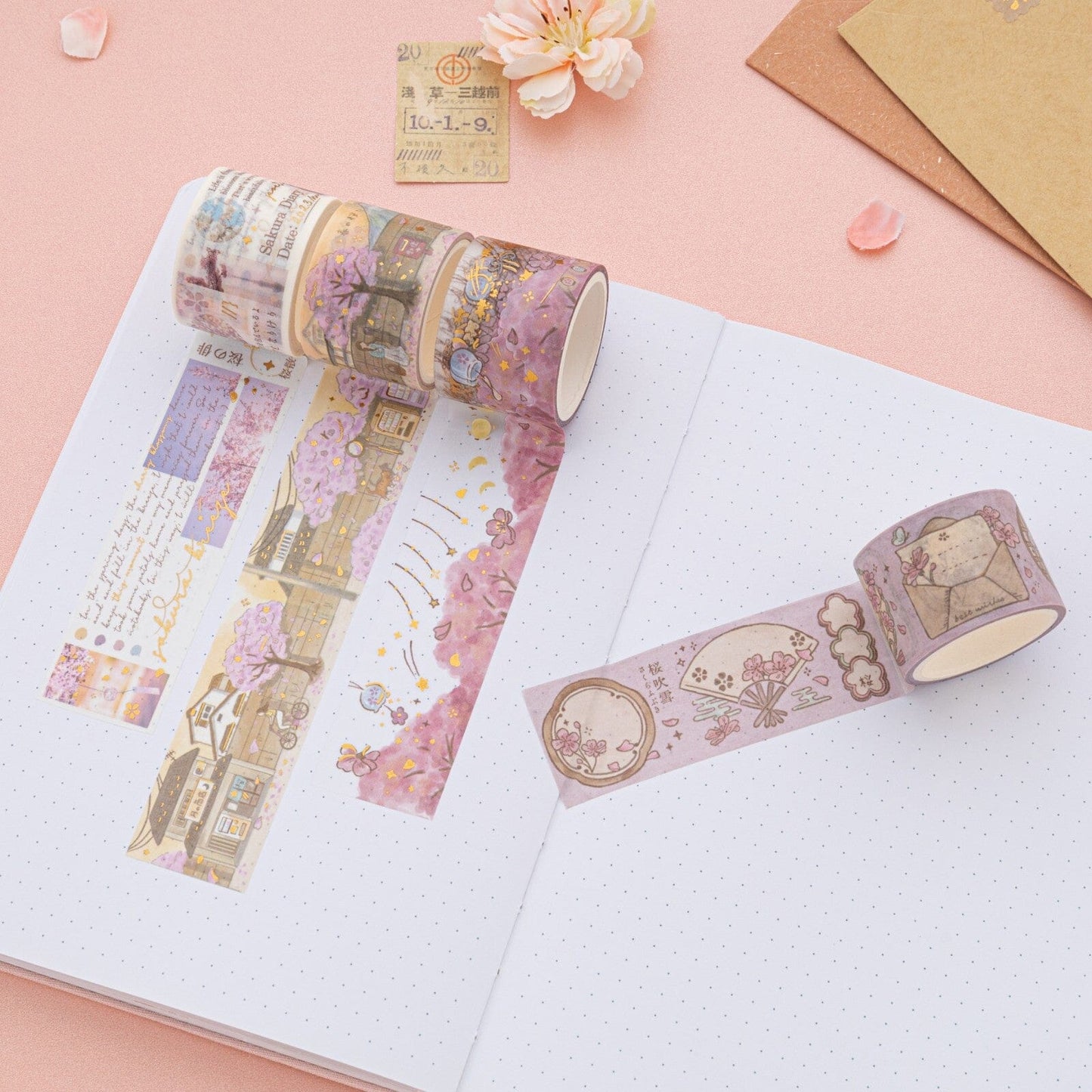 Tsuki ‘Sakura Breeze’ Washi Tape Set ☾