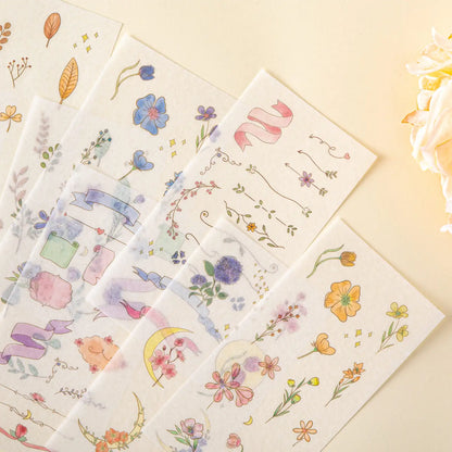 Tsuki ‘Watercolour Garden’ Stickers - Set Of 10