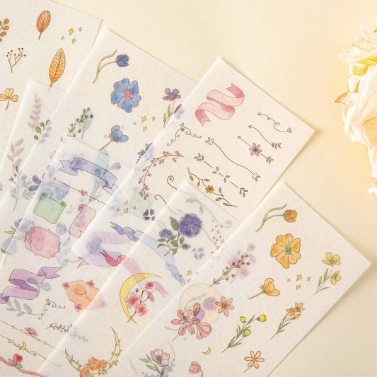 Tsuki ‘Watercolour Garden’ Stickers - Set Of 10