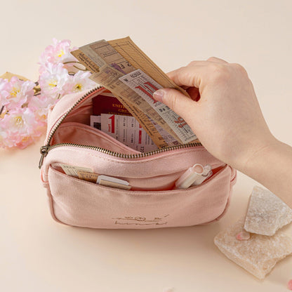 Hinoki - Pink Canvas Travel Pouch