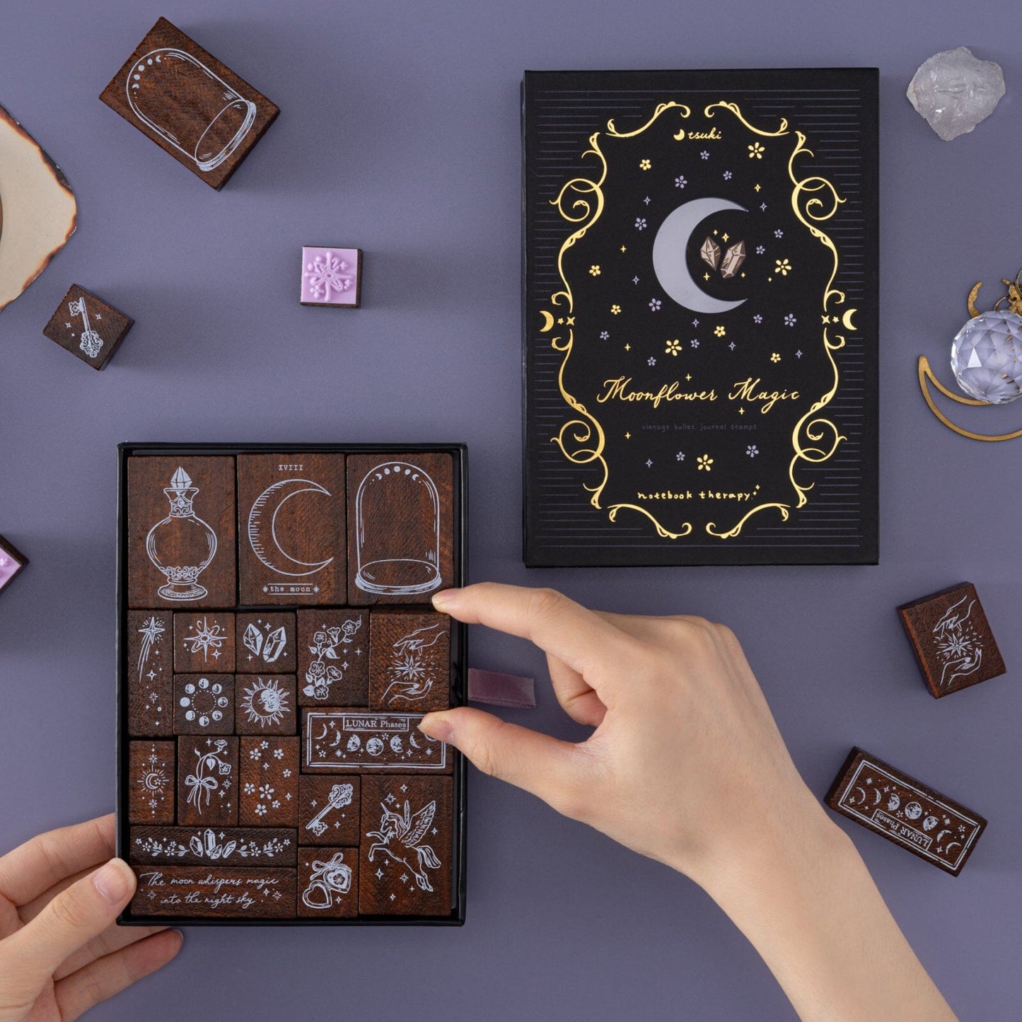 Tsuki ‘Moonflower Magic’ Bullet Journal Stamp Set ☾