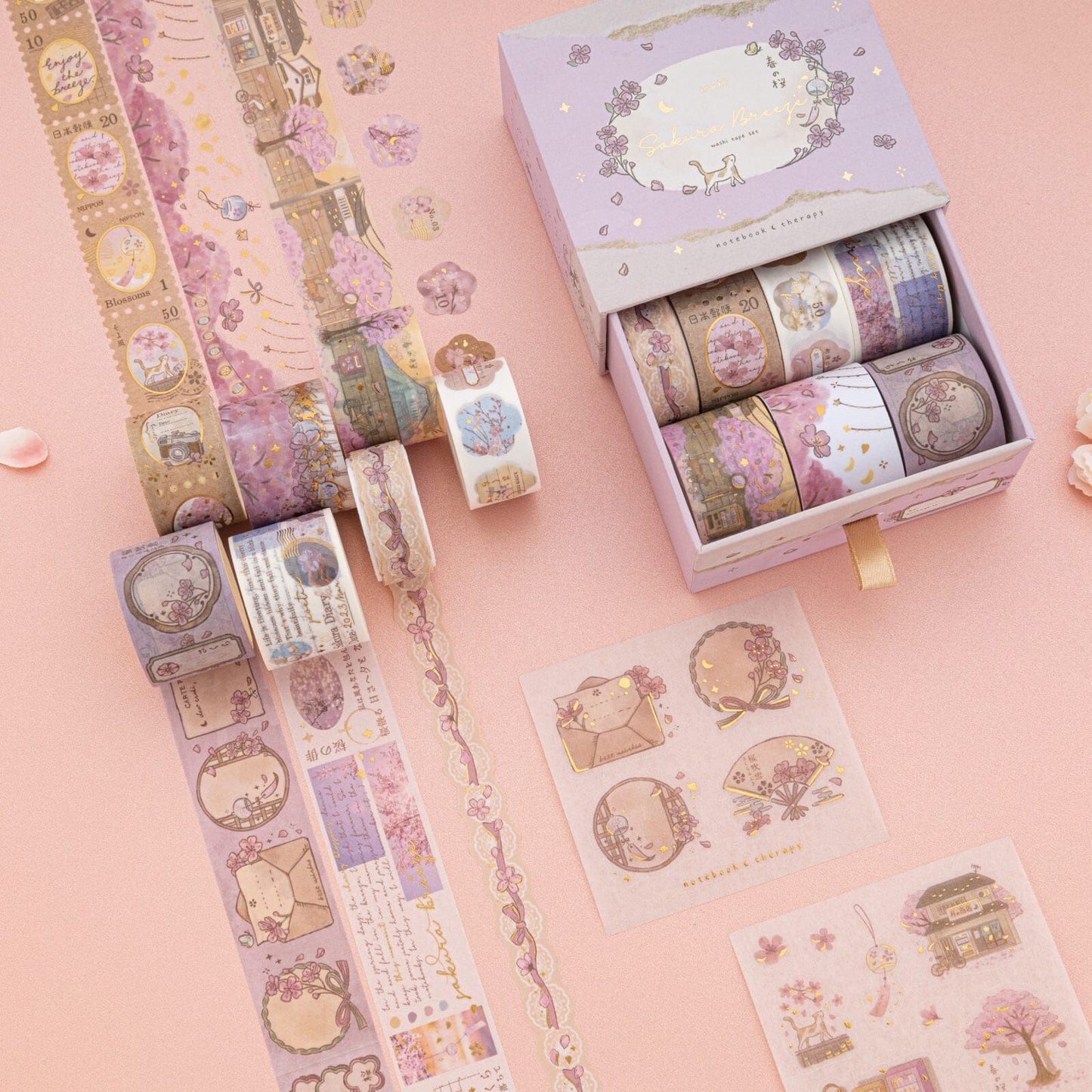 Tsuki ‘Sakura Breeze’ Washi Tape Set ☾