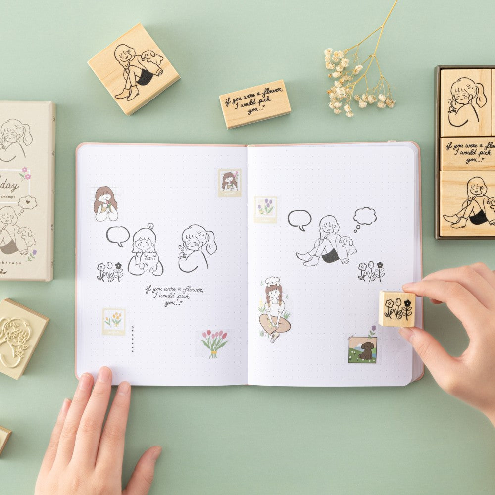 Tsuki ‘Happy Day’ Bullet Journal Stamp Set by Notebook Therapy x Peppoko ☾