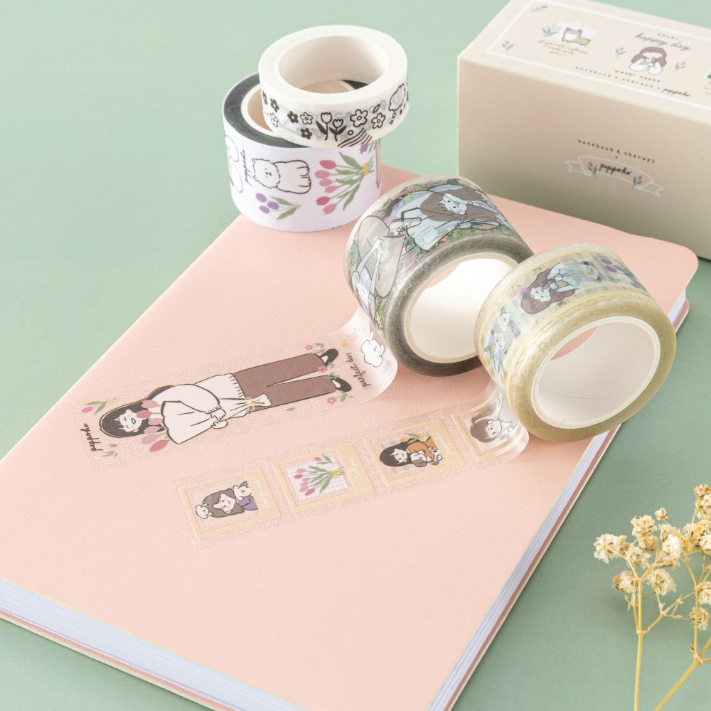 Tsuki ‘Happy Day’ Washi Tape Set by Notebook Therapy x Peppoko ☾