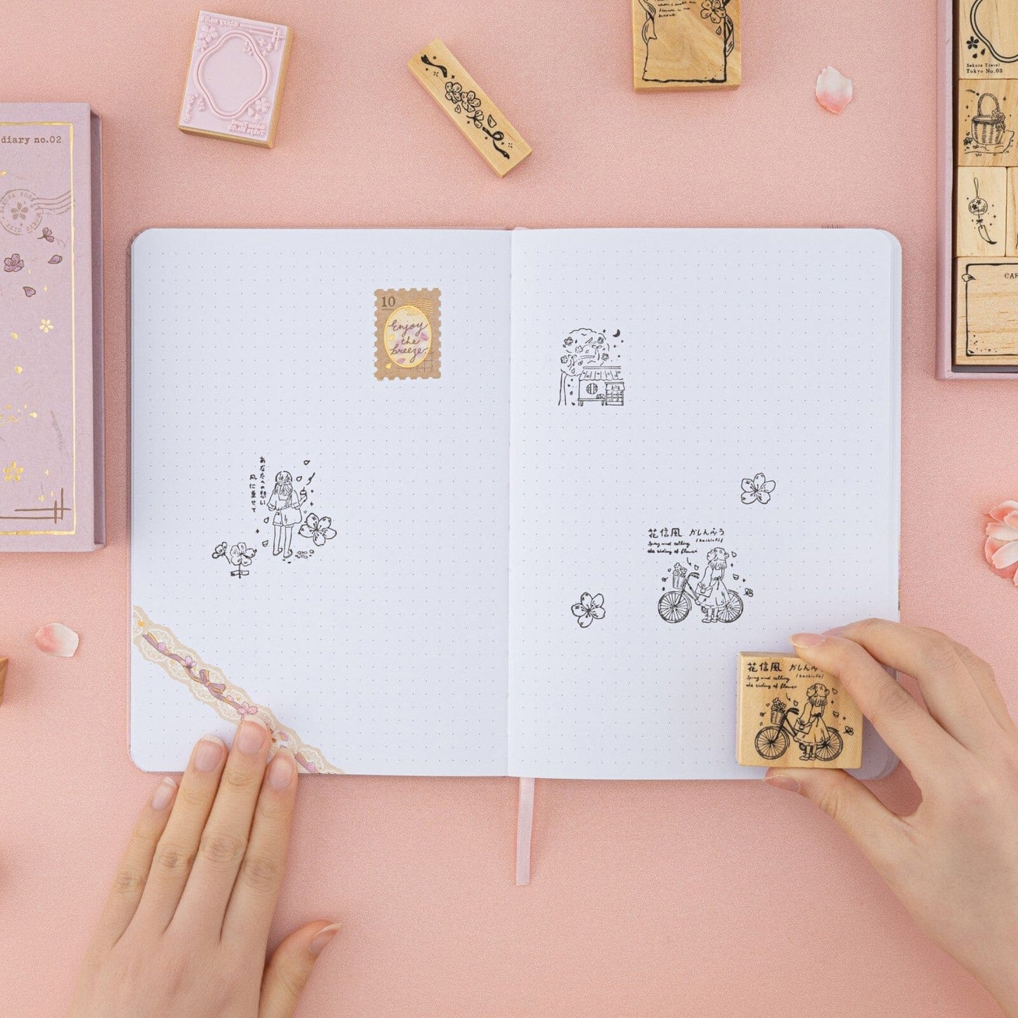 Tsuki ‘Sakura Breeze’ Bullet Journal Stamp Set ☾