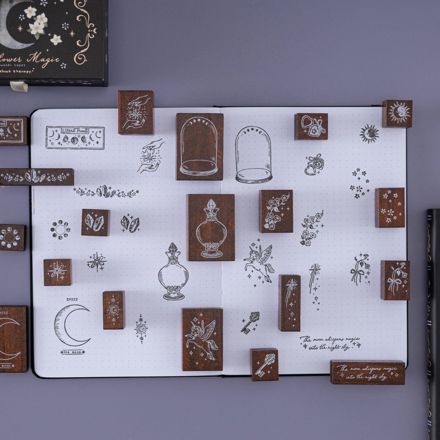 Tsuki ‘Moonflower Magic’ Bullet Journal Stamp Set ☾