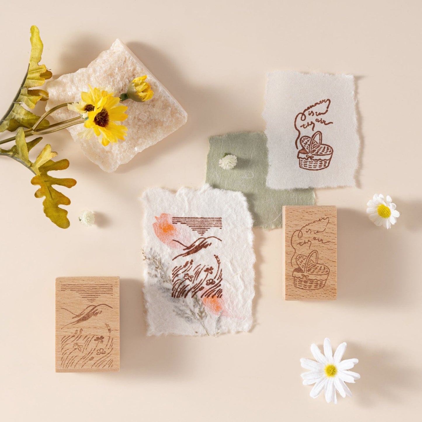Hinoki - ‘Into the Meadow’ Engraved Wooden Stamp Set