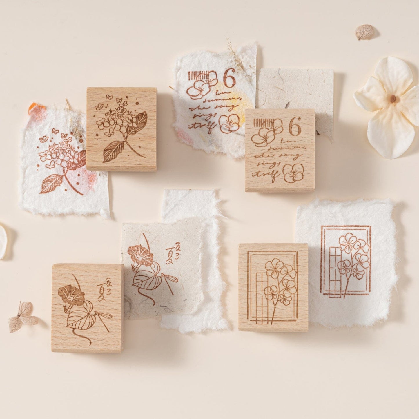 Hinoki - ‘Into the Summer’ Engraved Wooden Stamp Set