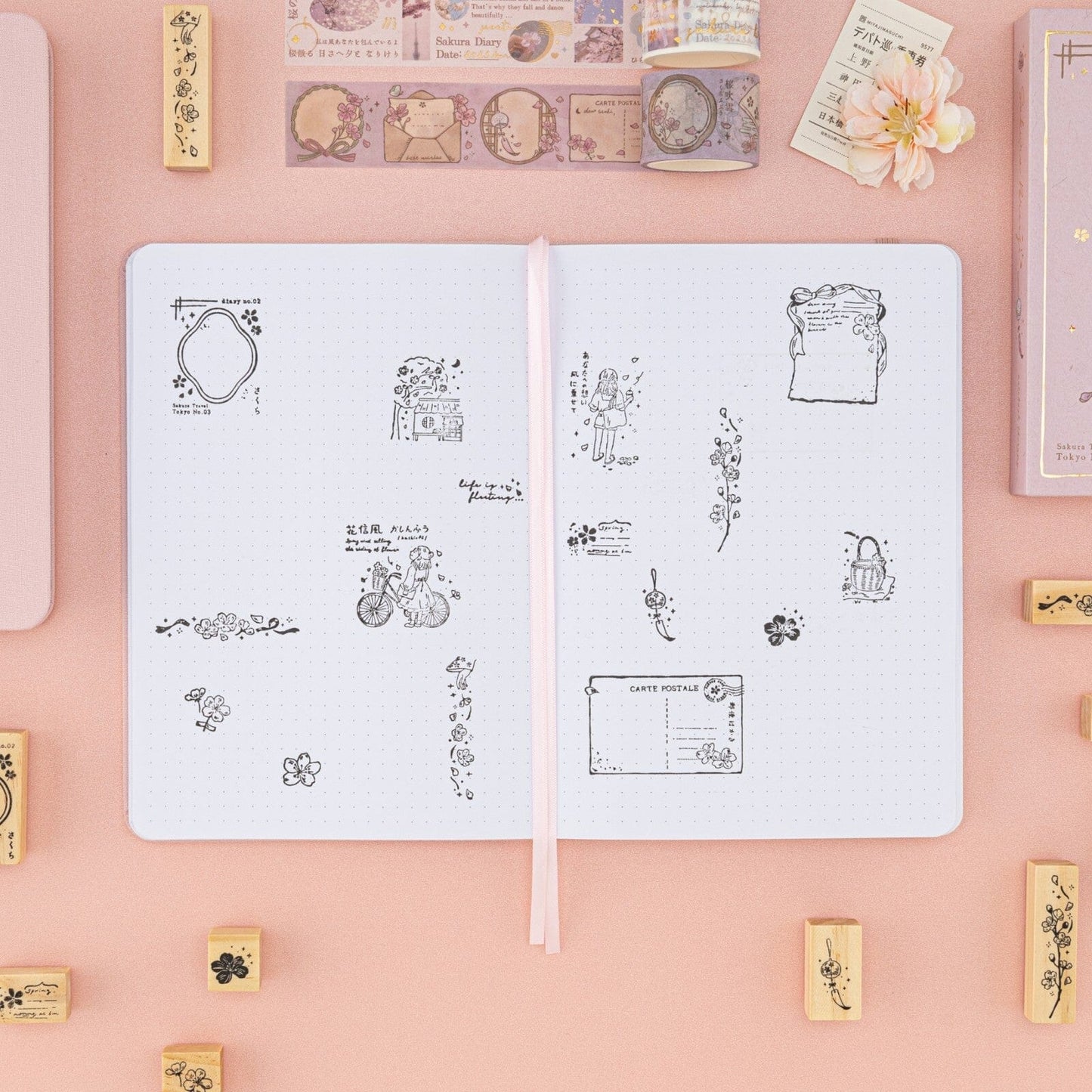 Tsuki ‘Sakura Breeze’ Bullet Journal Stamp Set ☾