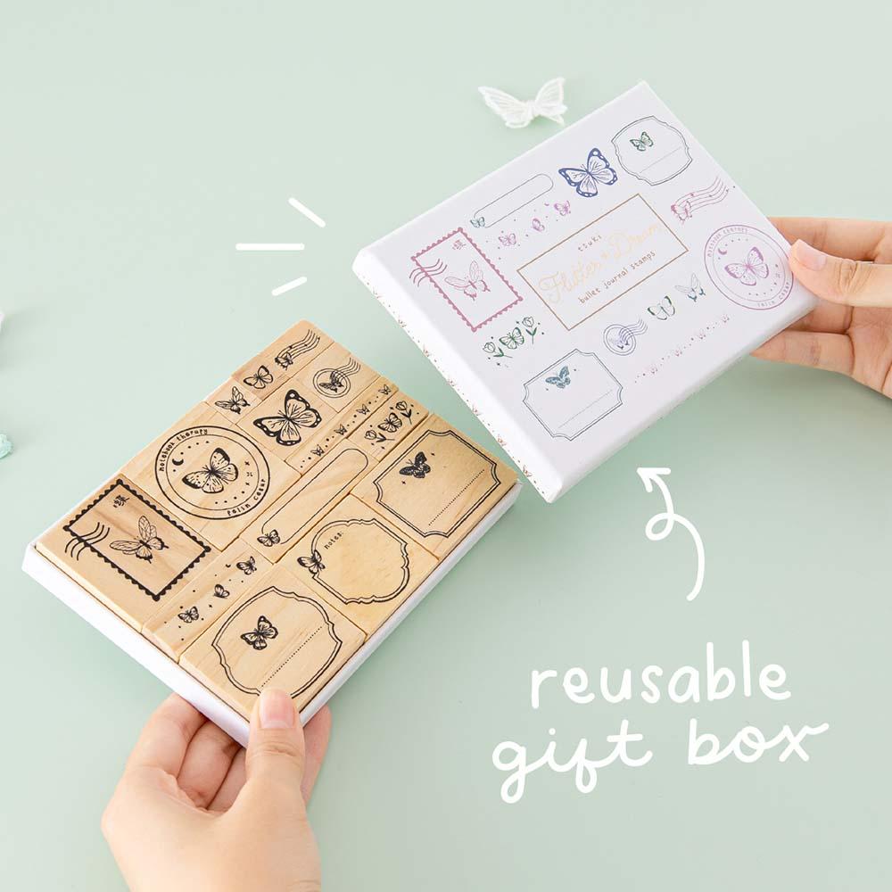 Tsuki ‘Flutter + Dream’ Bullet Journal Stamp Set by Notebook Therapy x Pelinkan ☾