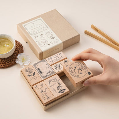 Hinoki - ‘Into the Tea Room' Wooden Stamps