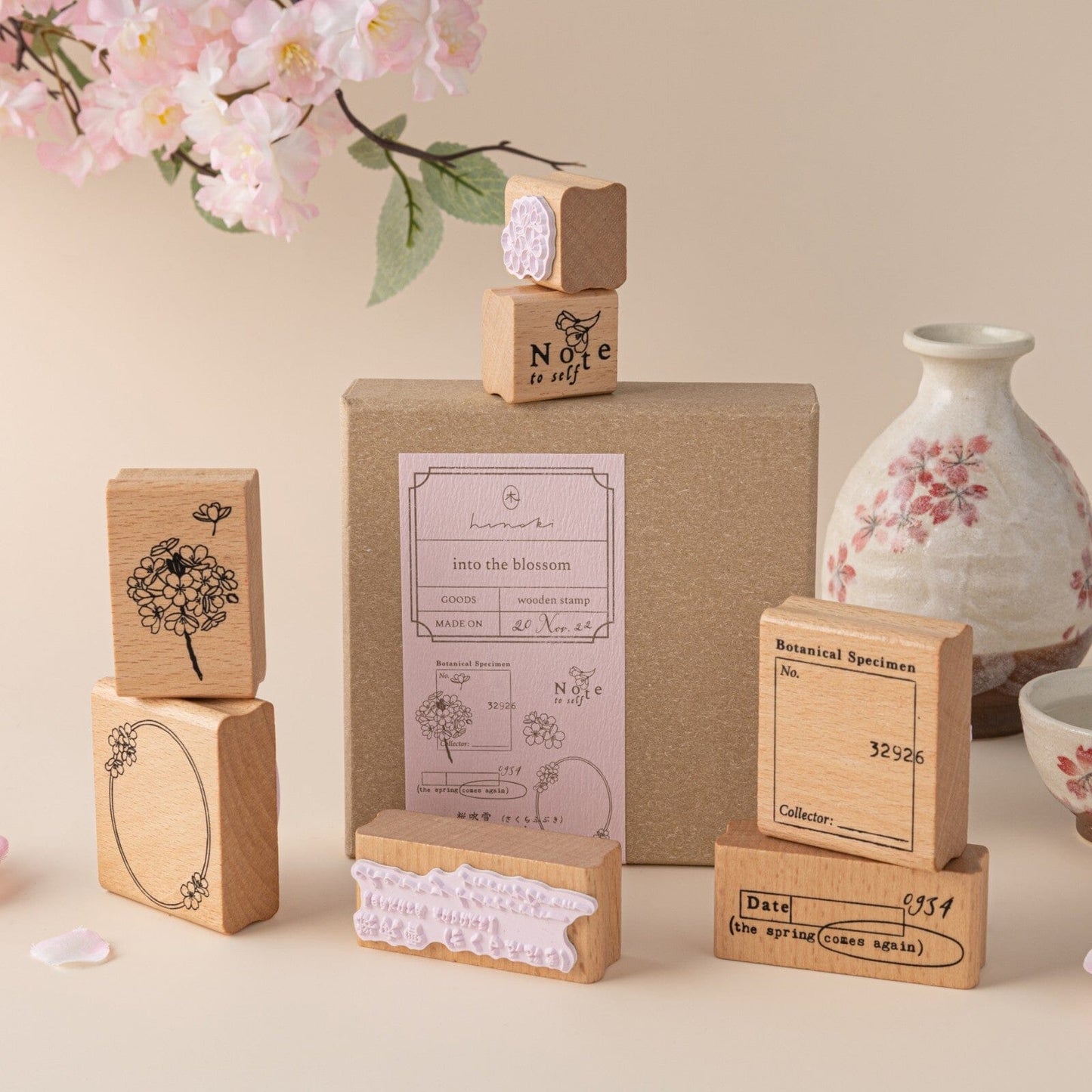 Hinoki - ‘Into the Blossom’ Wooden Stamps Set