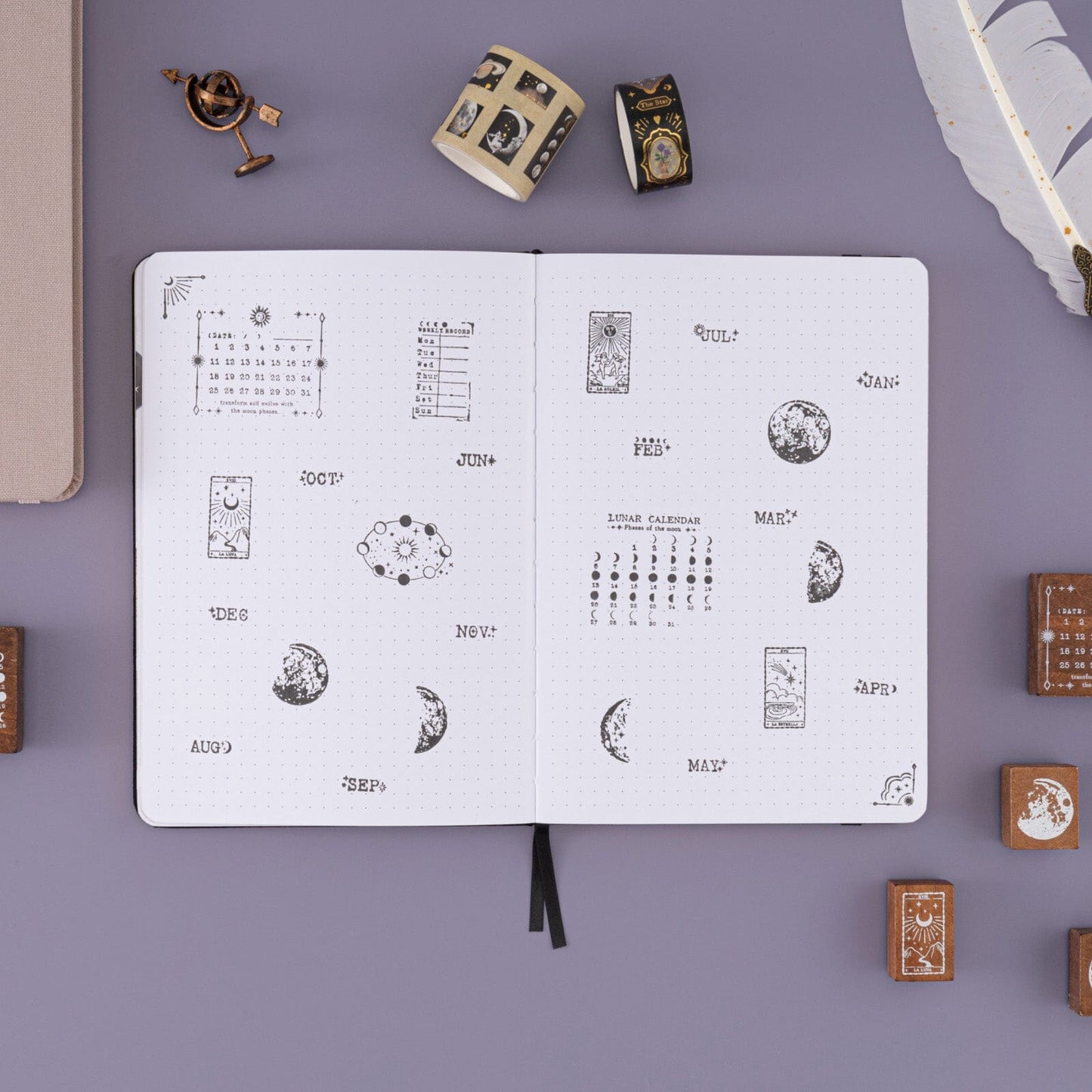 Tsuki ‘Lunar Mystery’ Bullet Journal Stamp Set ☾