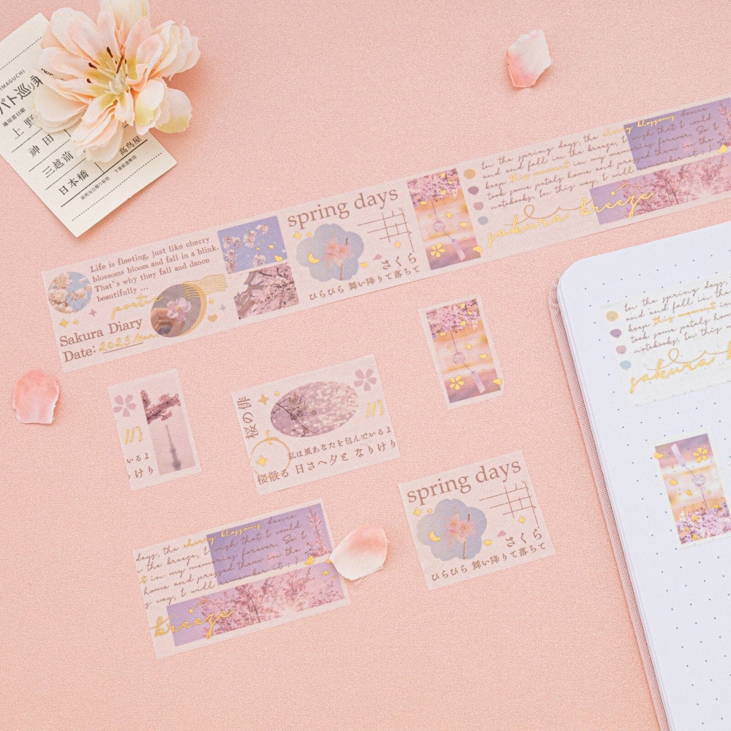 Tsuki ‘Sakura Breeze’ Washi Tape Set ☾