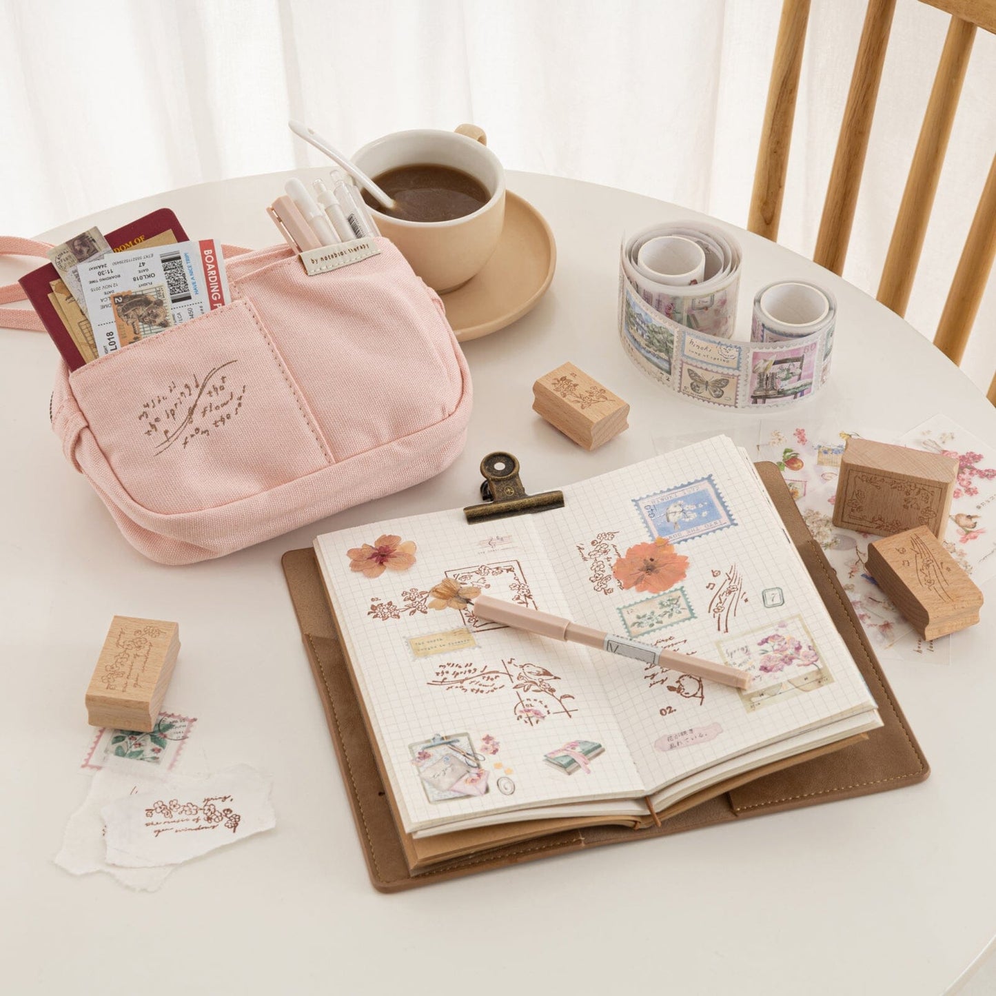 Hinoki - Pink Canvas Travel Pouch