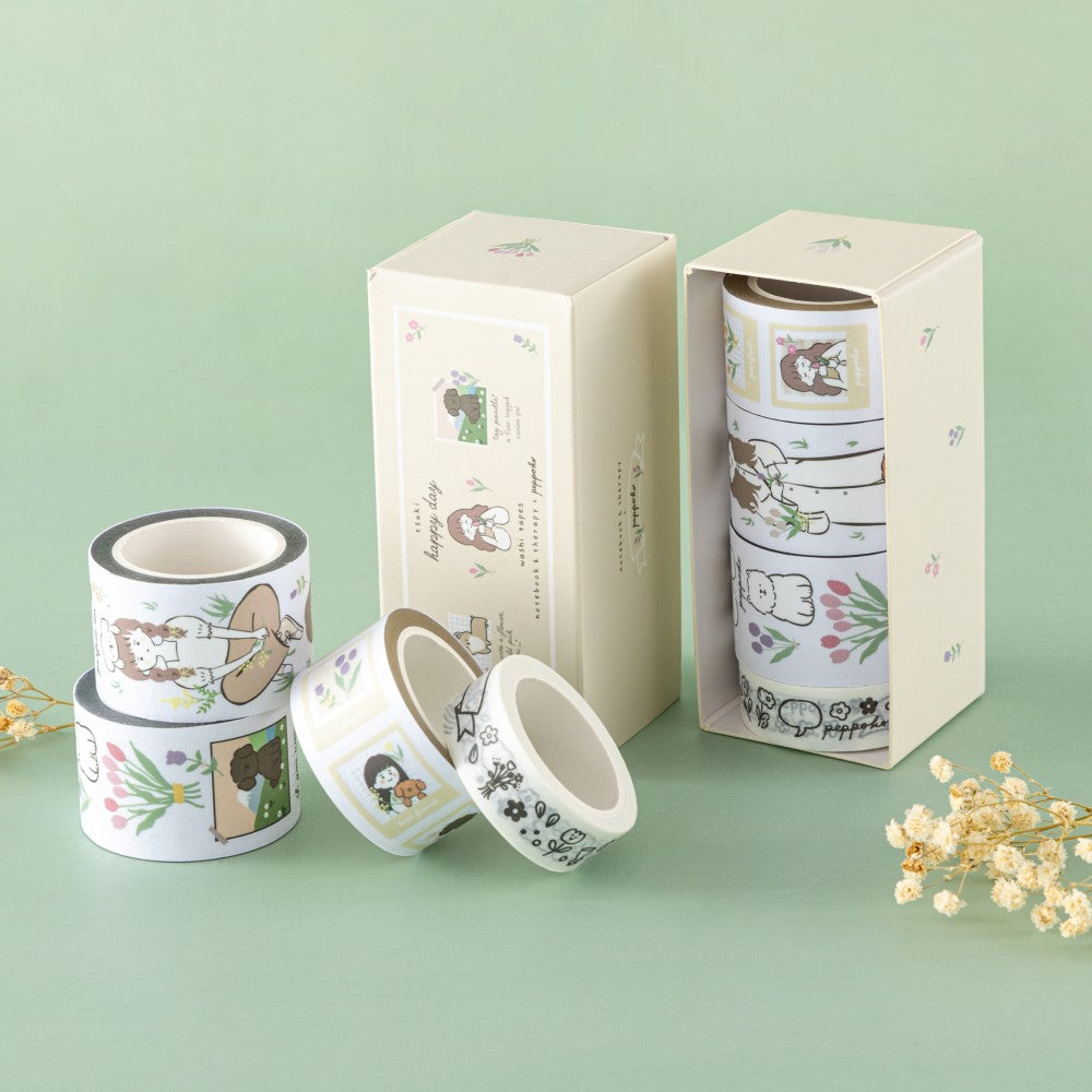 Tsuki ‘Happy Day’ Washi Tape Set by Notebook Therapy x Peppoko ☾