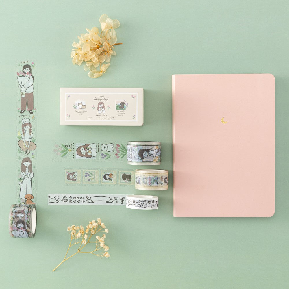 Tsuki ‘Happy Day’ Washi Tape Set by Notebook Therapy x Peppoko ☾