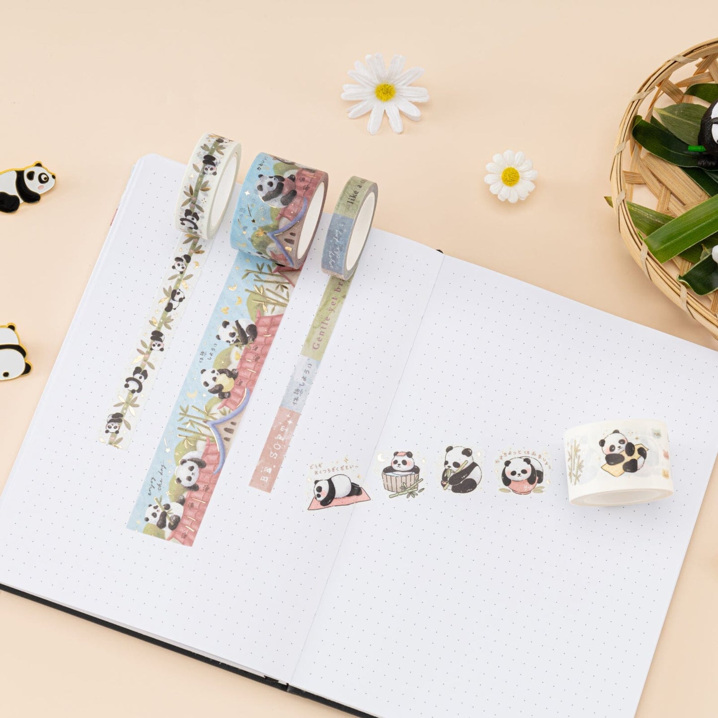 Tsuki ‘Playful Panda’ Washi Tape Set