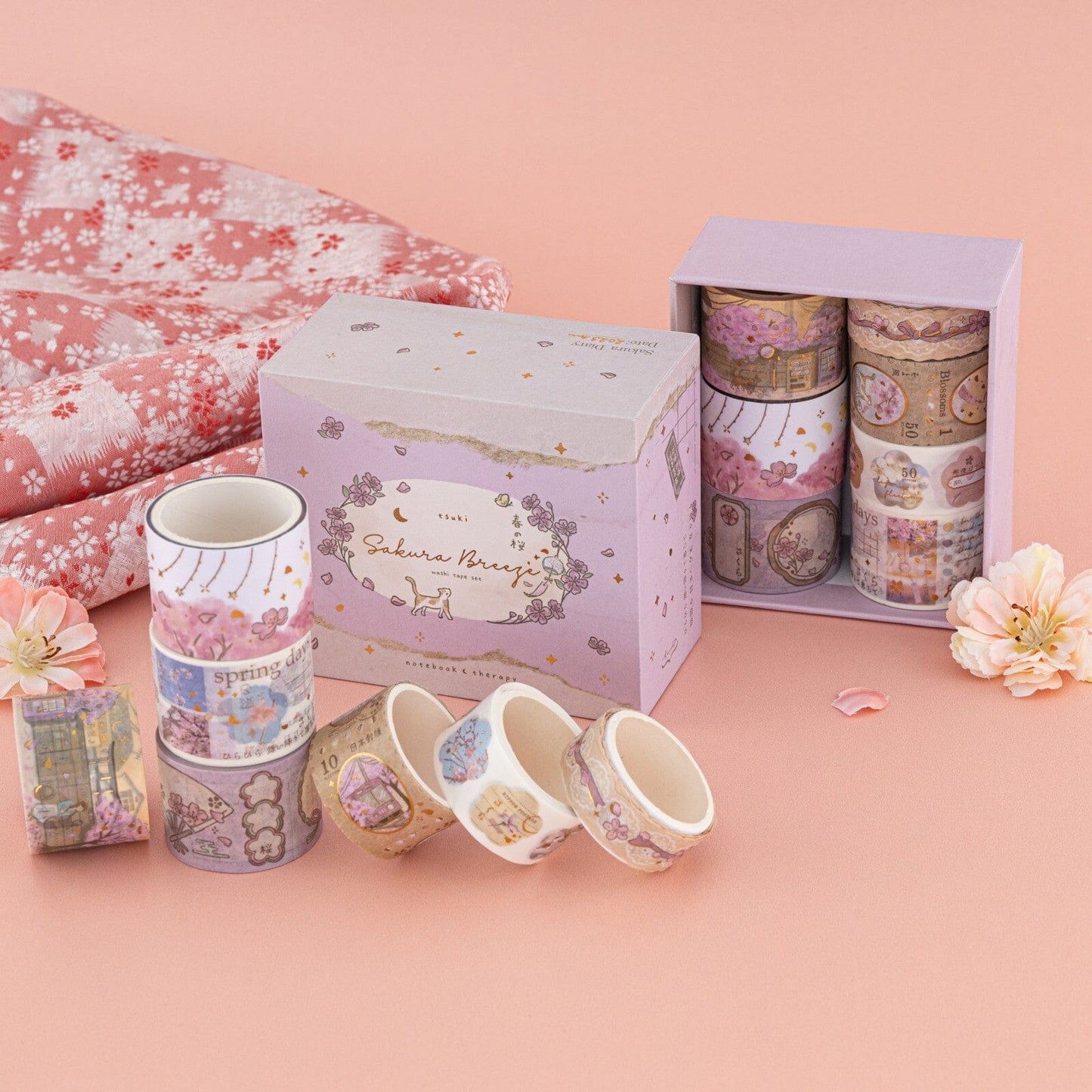 Tsuki ‘Sakura Breeze’ Washi Tape Set ☾