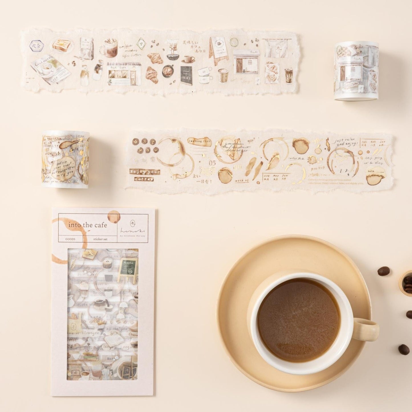 Hinoki - ‘Into the Cafe' PET Decorative Tape Set