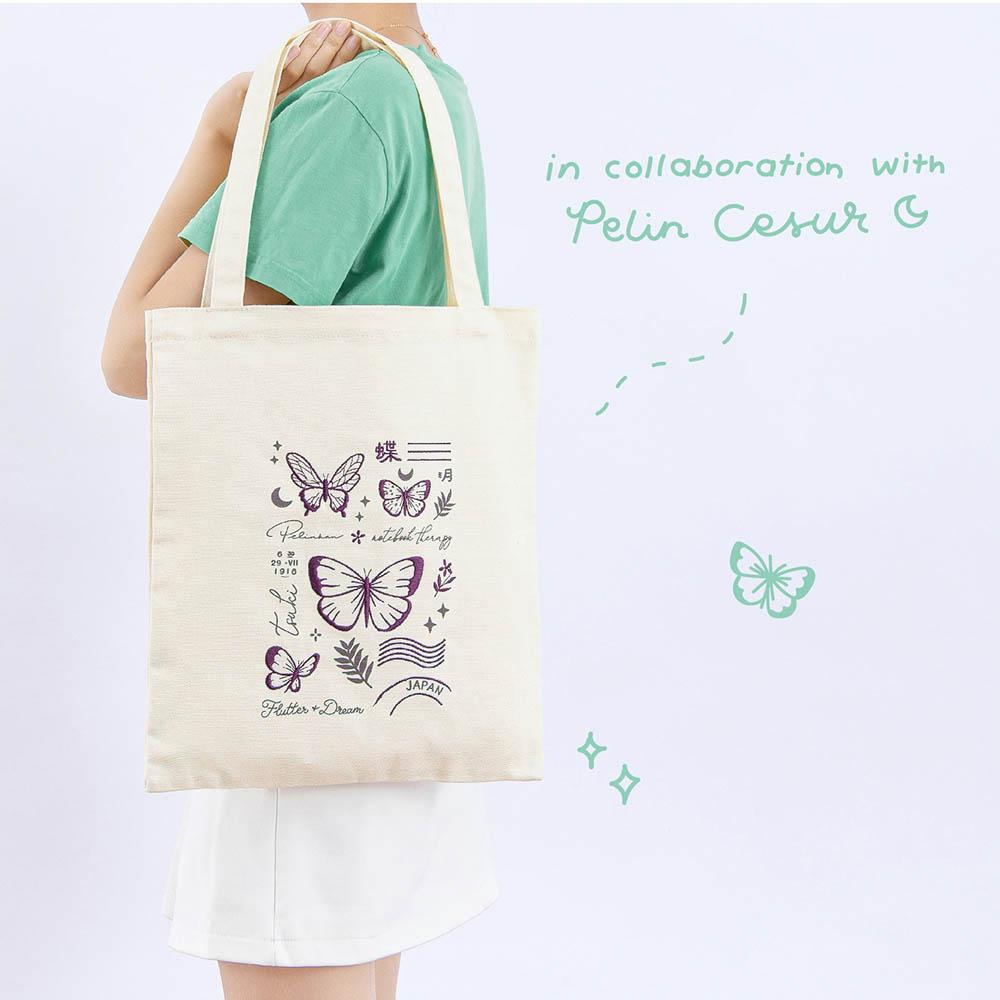Tsuki ‘Flutter + Dream’ Tote Bag by Notebook Therapy x Pelinkan ☾